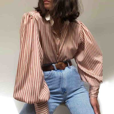 Retro Striped Long Sleeve Loose Shirt