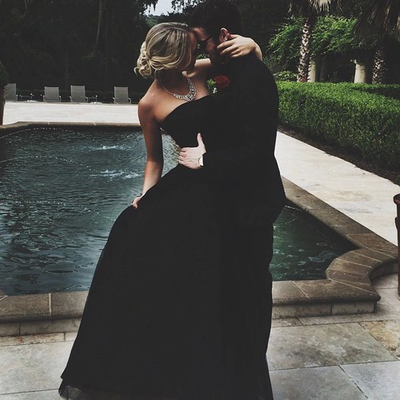 Gorgeous ball gown black tulle & satin modern winter wedding dresses - Thumbnail 3