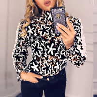 Long Sleeve Flounced Chiffon Fashion Shirt - Thumbnail 2