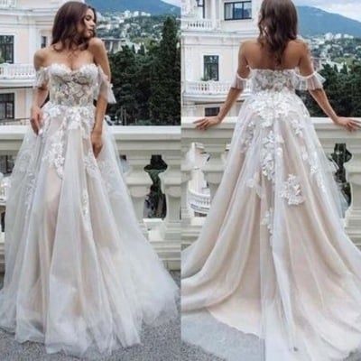 Off the shoulder wedding dresses bridal gown with appliques - Thumbnail 3