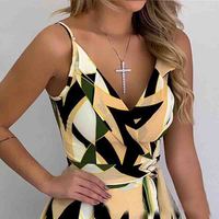V-Neck Printing Sling Sexy Jumpsuit - Thumbnail 1