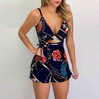 Printed Suspender Lace Jumpsuit - Thumbnail 1