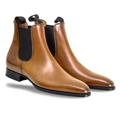 New Handmade Tan Brown Chelsea Leather Boots, High Ankle Boots Men's