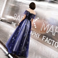 Blue tulle long prom dress with stars  - Thumbnail 5