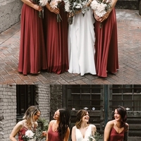 Spaghetti Straps A-Line Backless Floor-Length Jersey Cheap Bridesmaid Dresses - Thumbnail 1