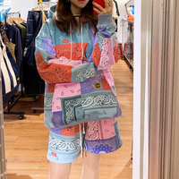 Oversize Bandanna Tribal Patchwork Hoodie Sweatshirt - Thumbnail 1