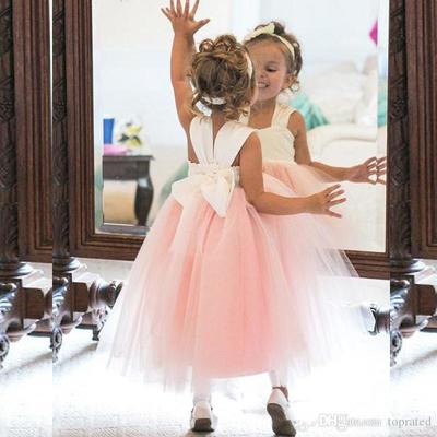 Sweet Cute A Line Pink Tulle Short Flower Girl Dresses