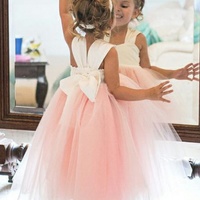 Sweet Cute A Line Pink Tulle Short Flower Girl Dresses - Thumbnail 1