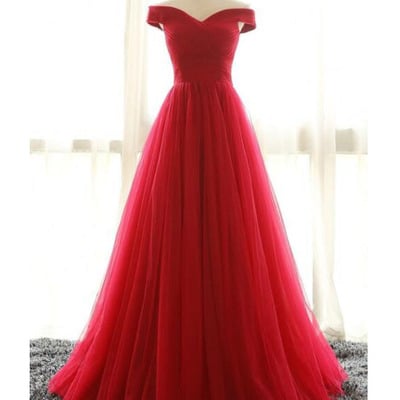 Red ball gown prom dress,princess off the shoulder quinceanera dress,624