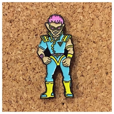Zak the neutrino enamel pin