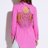 Pink cut back Blouse - Thumbnail 1