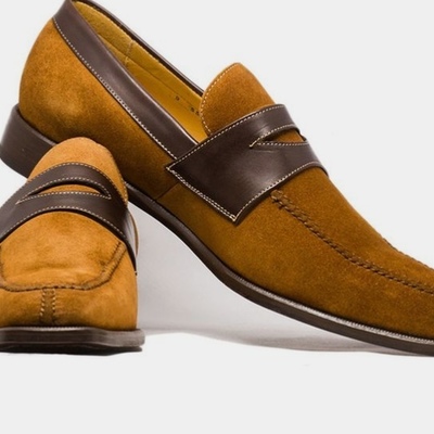 Christmas new brown handmade loafer moccasin suede party wear shoes