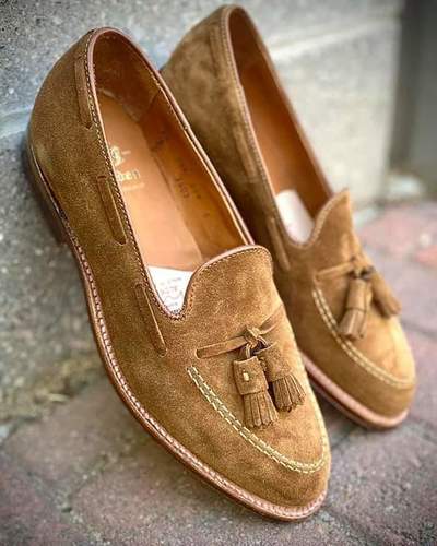 New Handmade Brown Tassels Loafer Formal Suede Men's Shoes