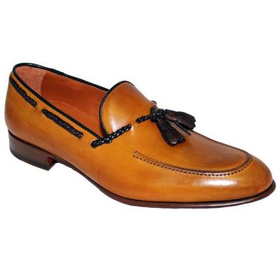 Luxury christmas tan brown tassels loafer,handmade leather men's wedding shoes 