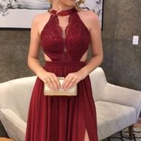 SP1090,Charming Red A-Line Lace Long Prom Dresses Formal Evening Dresses - Thumbnail 1