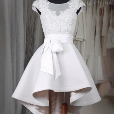 Sp1103,cute white high low applique homecoming dresses,short wedding gown