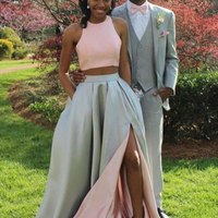 SP1113,A-line Scoop Floor-length Sleeveless Satin Prom Dress/Evening Dress - Thumbnail 1