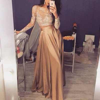 Sp1117,prom dresses,new arrival custom made a-line champagne chiffon lace long prom dress,evening dress