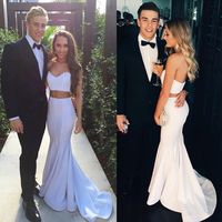 SP1123,Sexy Two Piece White Mermaid Long Prom Dress Evening Dress - Thumbnail 1