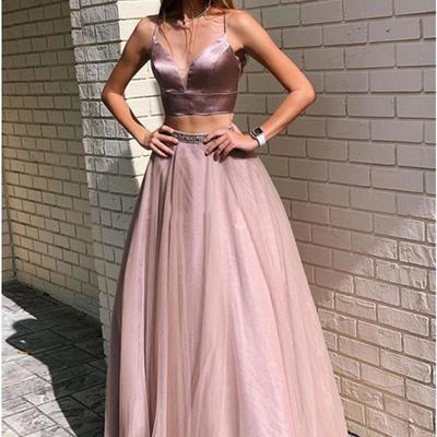 Sp1129,sexy two piece spaghetti straps prom dress