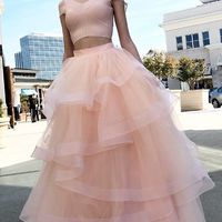 SP1131,Elegant Pink Formal Gowns, Plus Size Two Piece Long Prom Dresses,Classy Formal Party Dress - Thumbnail 1