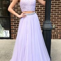 SP1134,Elegant Prom Dresses,Lavender Prom Dress,Two Piece Prom Dresses,Halter Prom Gown,Lace Prom Dress,Beading Evening Dress - Thumbnail 2