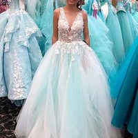 SP1150,Princess Lace Tulle Evening Party Dresses,V-back Prom Dress - Thumbnail 2
