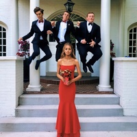 SP1151,A Line Spaghetti Straps Red Mermaid Prom Dresses,Red Thin Straps Formal Dresses - Thumbnail 1