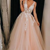 SP1150,Princess Lace Tulle Evening Party Dresses,V-back Prom Dress - Thumbnail 1