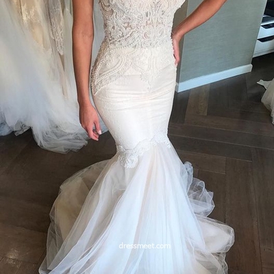 Mermaid sweetheart beading lace wedding dresses - Thumbnail 3