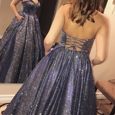 Sp1167,princess a line sweetheart ball gown gray prom/evening dress - Thumbnail 5