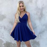 SP1174,Simple Royal Blue Homecoming Dresses,Spaghetti Straps V-neck Graduation Dresses,Mini Party Gown - Thumbnail 1
