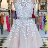 SP1175,Knee Length Halter Neckline Yellow Homecoming Dress - Thumbnail 2