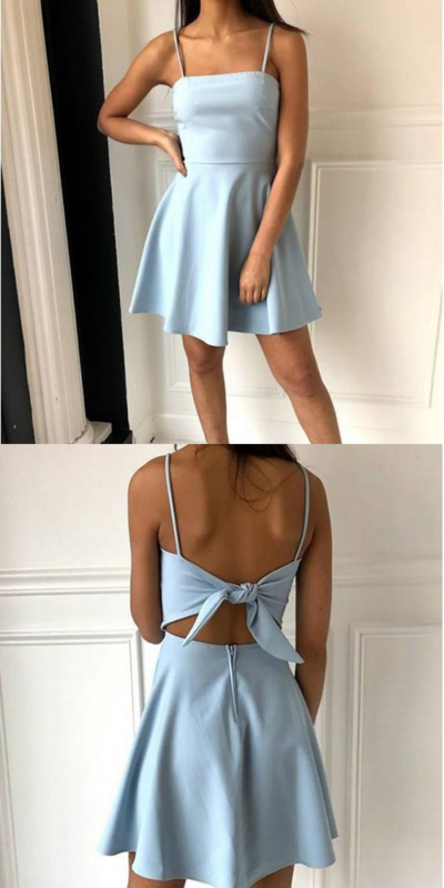SP1177,Cheap Spghetti Strap Simple Light Blue A-Line Short Homecoming Dress