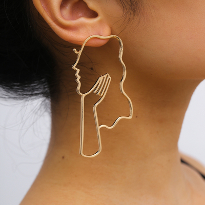 Free Shipping-WOMEAN LINE DRAWING EARRINGS