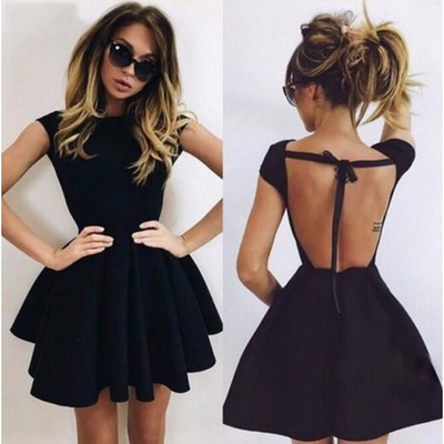 Sp1192,black satin backless homecoming dress, short sleeveless prom dress,simple party dress - Thumbnail 5