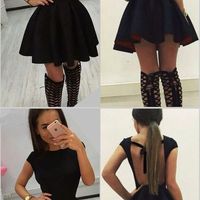 SP1192,Black Satin Backless Homecoming Dress, Short Sleeveless Prom Dress,Simple Party Dress - Thumbnail 1
