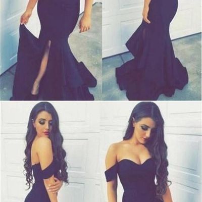 Sp1196,classic off shoulder mermaid prom dresses navy blue long evening dress