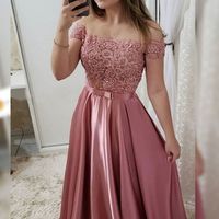 SP1200,Fashion Short Sleeves Lace Bead Long Prom Dresses Formal Evening Dress - Thumbnail 1