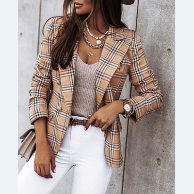 Casual Long Sleeve Plaid Coat