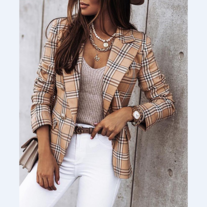 Casual Long Sleeve Plaid Coat