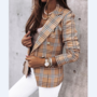 Casual Long Sleeve Plaid Coat-3