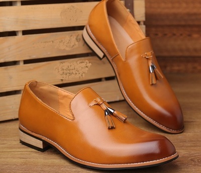 Handmade Tan Leather Shoes, Men's Tussles Loafers Moccasin Dress Shoes