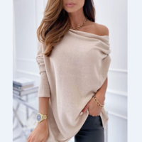 Long Sleeve Strapless Casual Sweater - Thumbnail 1