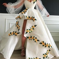 SP1205,White African wedding ball dress,African wedding cape dress,Nigeria wedding dress,African mermaid prom dress,African clothing for women - Thumbnail 1