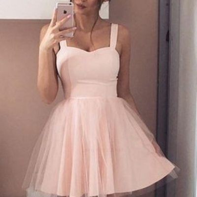Sp1212,simple cheap light pink a-line short homecoming prom dress - Thumbnail 3