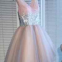 SP1213,Sequins Pink Short Homecoming Dresses 2020, Lovely Party Dresses,Pink Homecoming Dress - Thumbnail 1