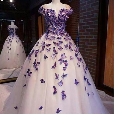 Sp1219,purple butterfly appliques ball quinceanera dress birthday party sweet 16 gown