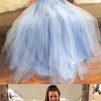 SP1223,A-Line/Princess Off-the-Shoulder Floor-Length Tulle Sleeveless Beading Dresses - Thumbnail 2