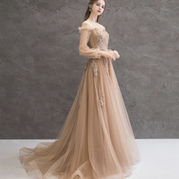 Elegant tulle lace long prom dress evening dress - Thumbnail 2
